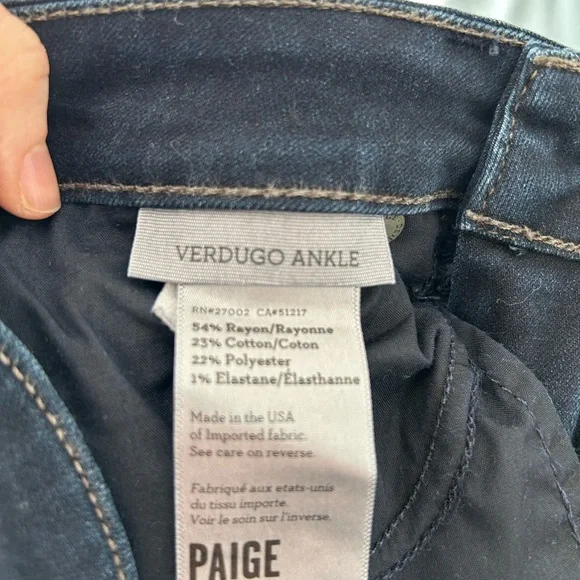 Women's Paige Verdugo Ankle Dark Blue Jeans - Picture 8 of 8